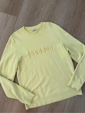 Sandro Embroidered Logo Sweatshirt in Butter Yellow